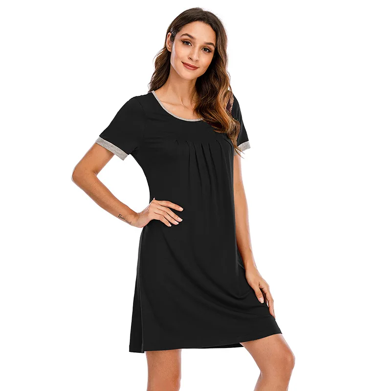 Summer New Women's Nightdress Short Sleeve Round Neck Casual Sexy Homewear Sleep Tops Sleepwear Women Nightwear Night Gown