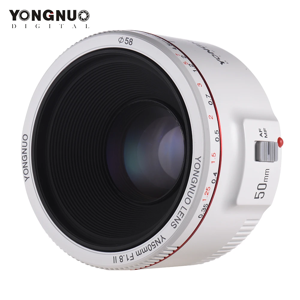 Yongnuo YN50MM F1.8 II Белый AF/MF 0 35 м Расстояние фокусировки Стандартный объектив Prime для