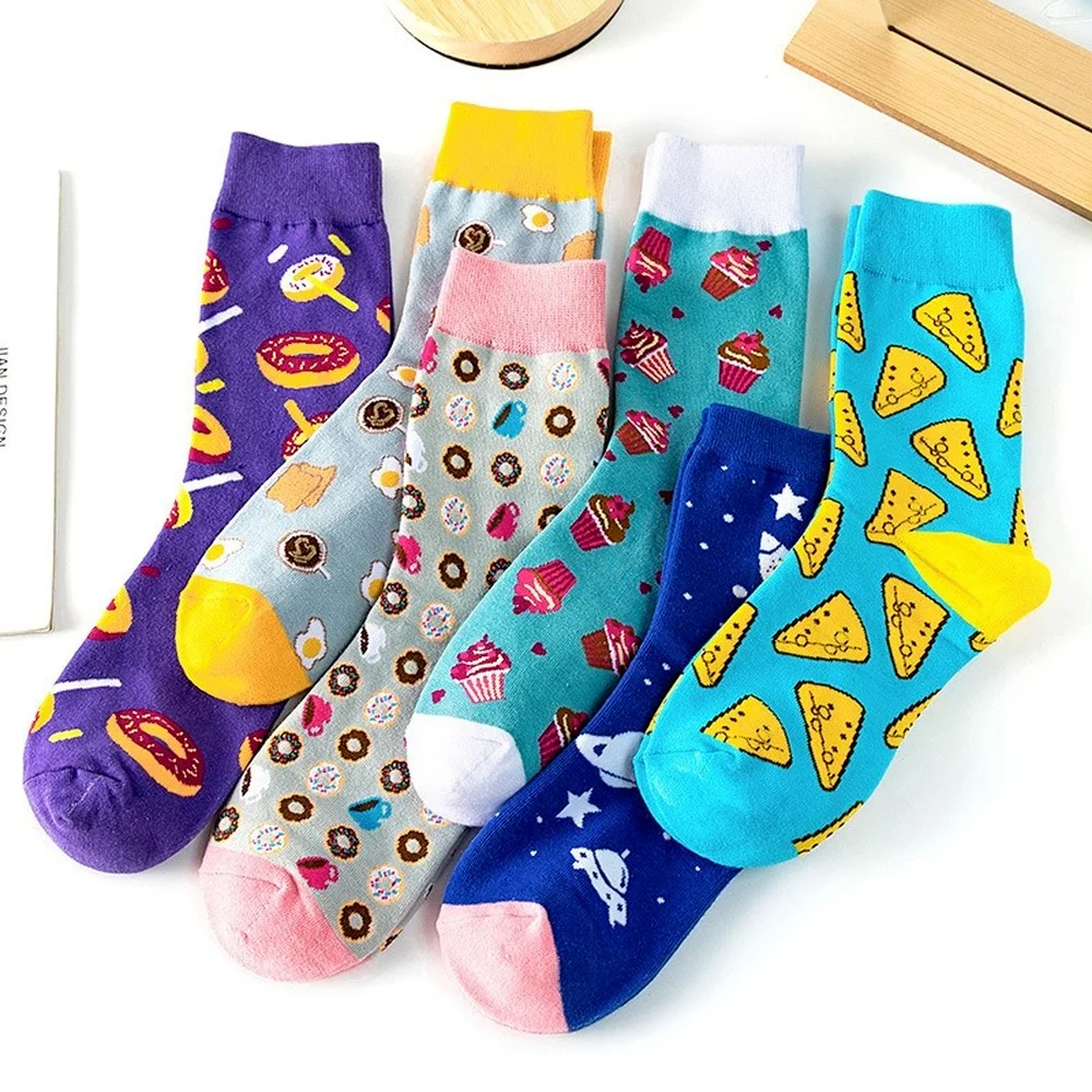 Harajuku Kawaii Cute Fashion Colorful Cotton Socks Women Pink Fruit Lemon Waterlemon Banana Novelty Funny Socks