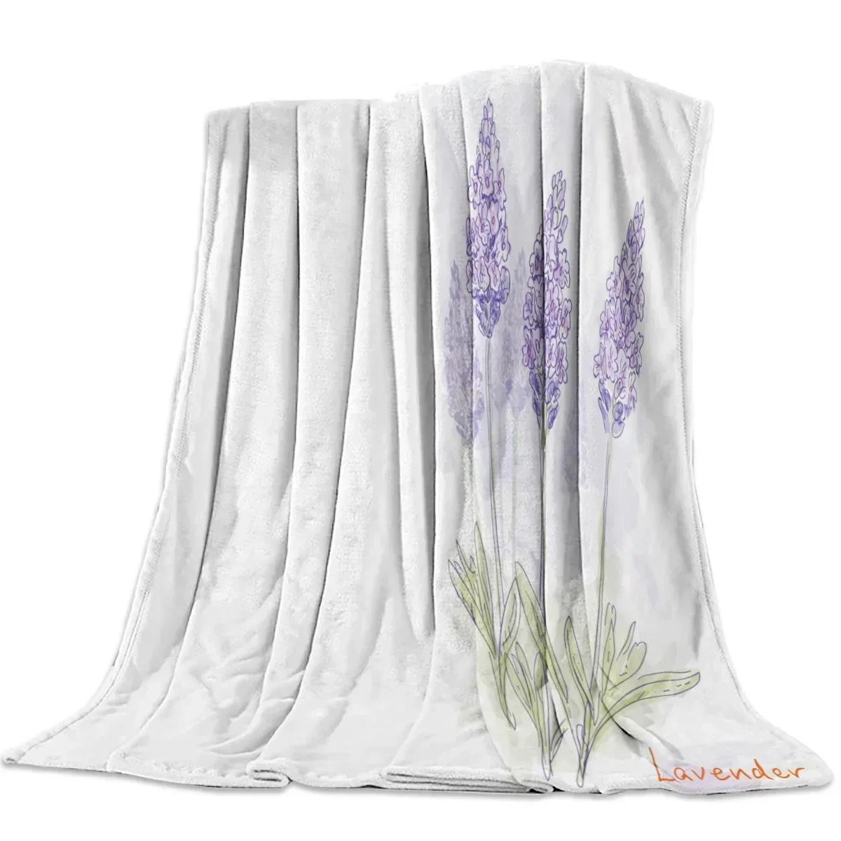 Одеяло с принтом листьев лаванды английские слова украшение для дивана-кровати