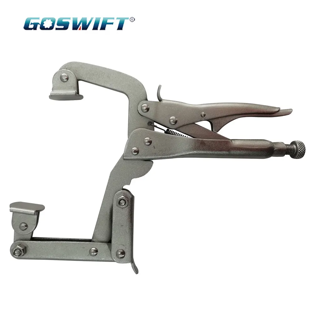 

GOSWIFT 10 inch C Clamp 4-Point Locking Pliers Quick Adjustable Width of C-Clamp Holding from 2in. To 5in. Clip Vise Grip Clamps