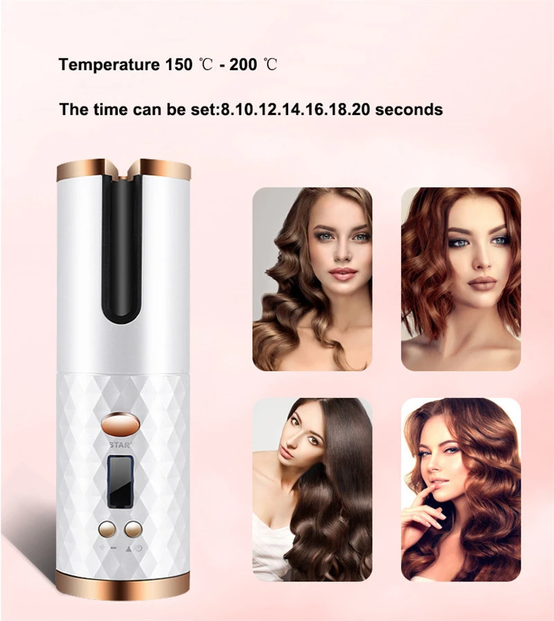 

Cordless Automatic Rotating Hair Curler Iron Curling Irons Hair Styling Tools For Curls Waves LCD Display Ceramic Rollers Curly