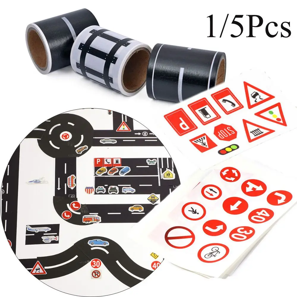 

1/5Pcs Railway Road Tape Sticker Wide Traffic Road Adhesive Masking Tape for Kids Study Road Signs Safety Education