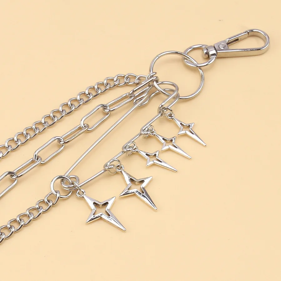 Цепочка для ключей в стиле панк женщин и мужчин с заклепками виде луны звезд