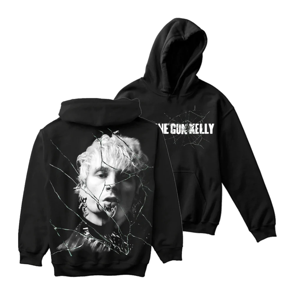 

Machine Gun Kelly Cracked Glass Hoodie Long Sleeve Woman Man Sweatshirt 2022 Casual Style MGK Merch Unisex Clothes