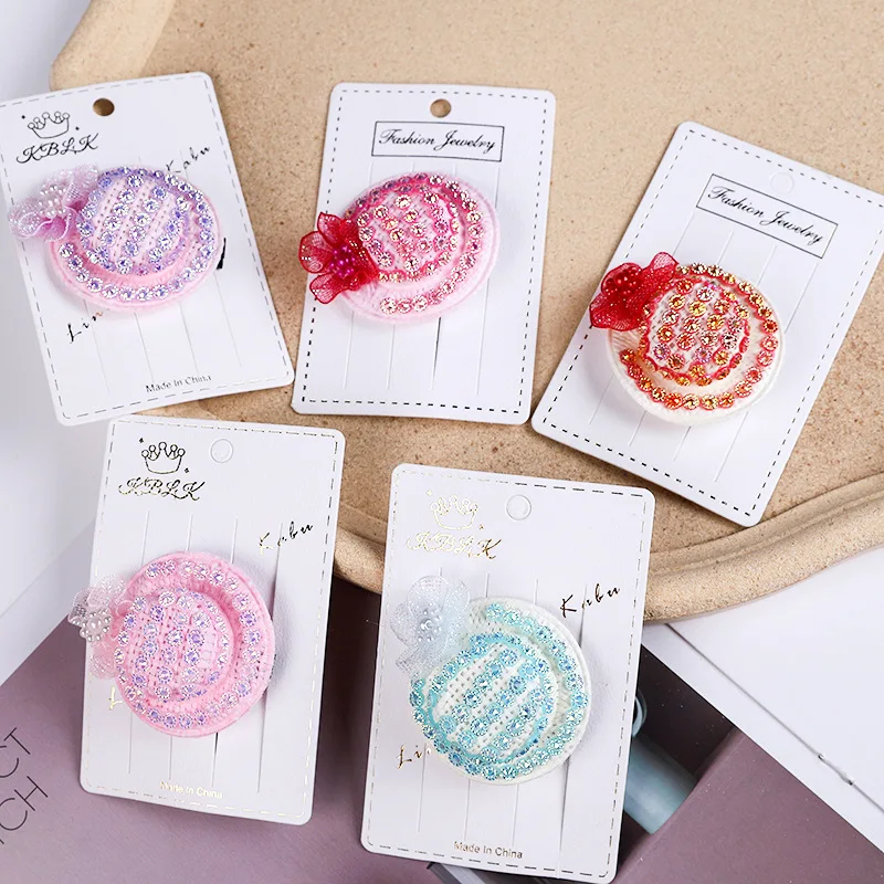 

New Rhinestone Straw Hat Hairpin Pearl Flower Fabric Girl Bangs Clip Headgear Cute Women's Hair Accessories