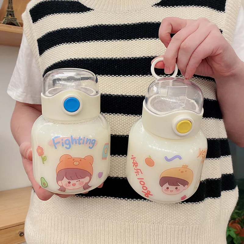Kids Water Sippy Cup Creative Cartoon Baby Feeding Cups with Straws Leakproof Water Bottles Water Bottle with Straw Female