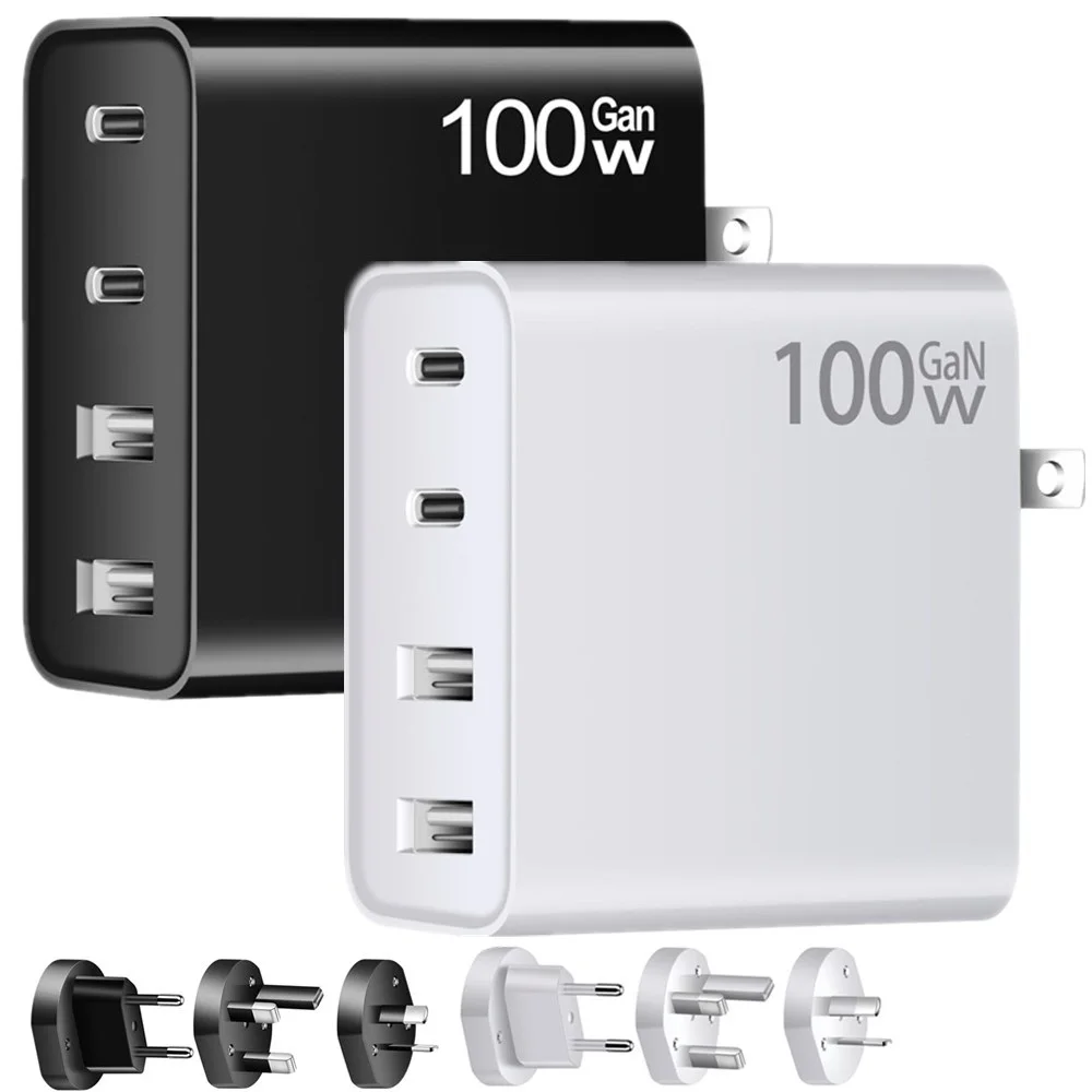 

100W Gan Quick Usb Charger 4Ports 100W+30W Dual PD Type C Wall Charger Eu US UK AU Plugs For Iphone 12 13 14 Samsung Tablet PC