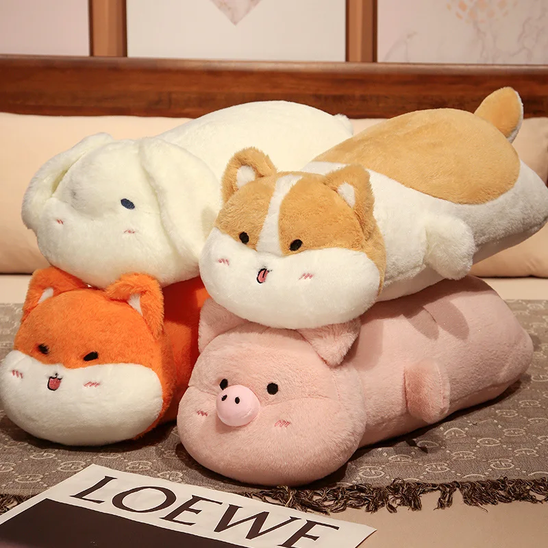 

65CM Kawaii Plushie Shiba Inu Bunny Pig Doll Long Pillow Soft Stuffed Fluffy Animal Sofa Cushion Appease Toys for Kids Girl Gift