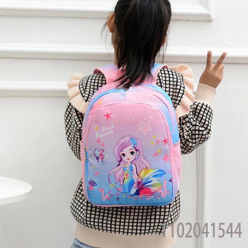 Disney Little Mermaid Cartoon Schoolbag for Girls Preschoolers Cute Pink Purple Backpack with Stylish Schoolbag Free Shipping