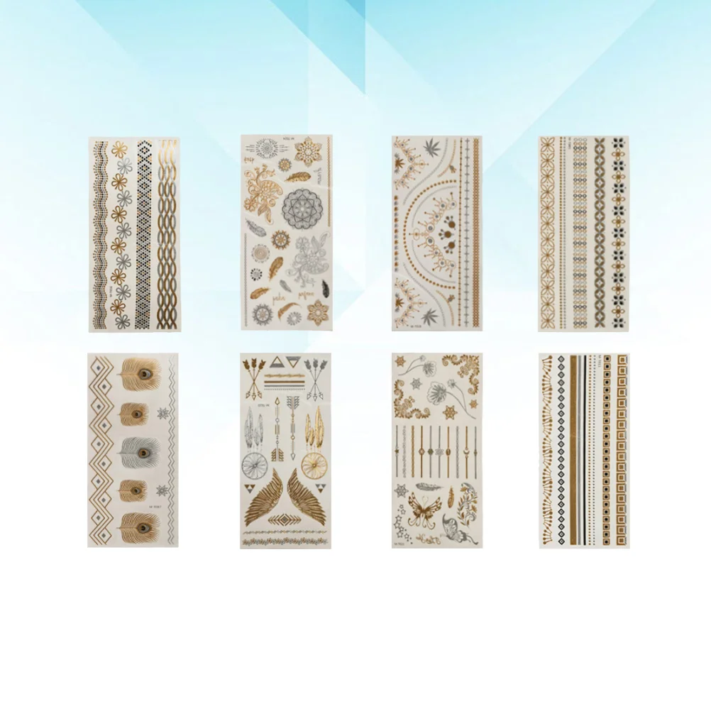 

Stickers Women Body Sticker Glitter Vintage Temporary Metallic Gold Fake Jewelry Decor Henna