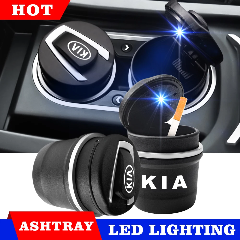 

Car Ashtray LED Light Smokeless Auto Ashtray Flame Retardant Cigarette Holder Box For BMW KIA Sportage Ceed Rio 3 4 Picanto Soul