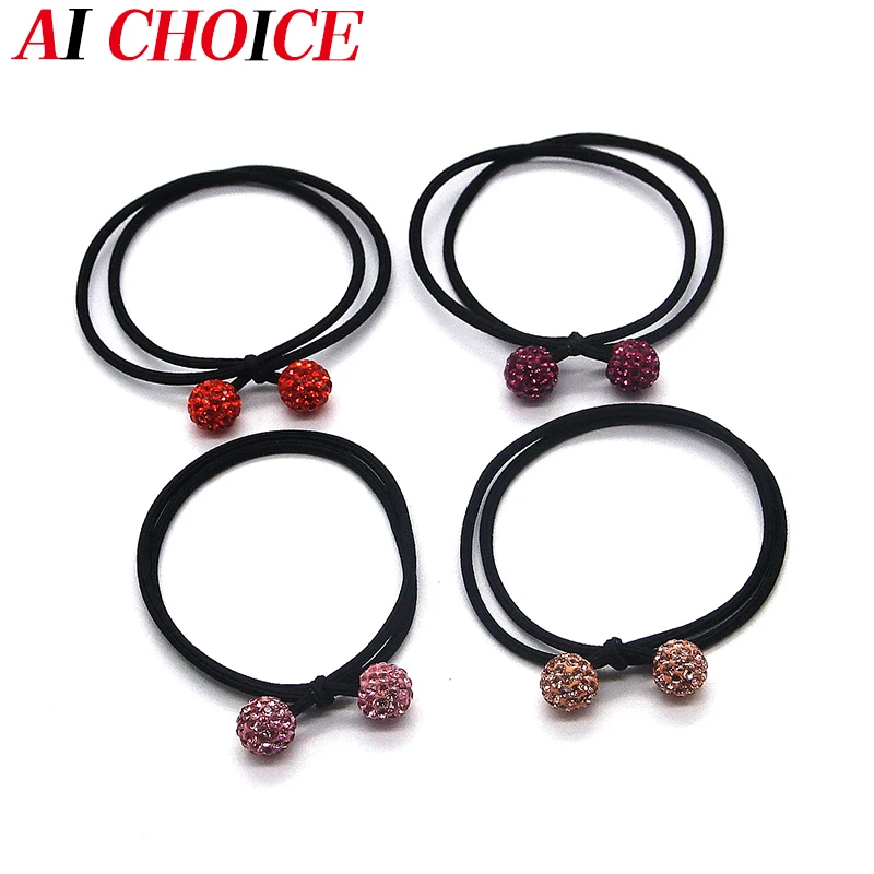 

Elegant Rhinestone Leather Band Hair Rope Girl Sweet Cute Fashion Party Holiday Gift High Elastic Leather Sleeve Hair Accessorie