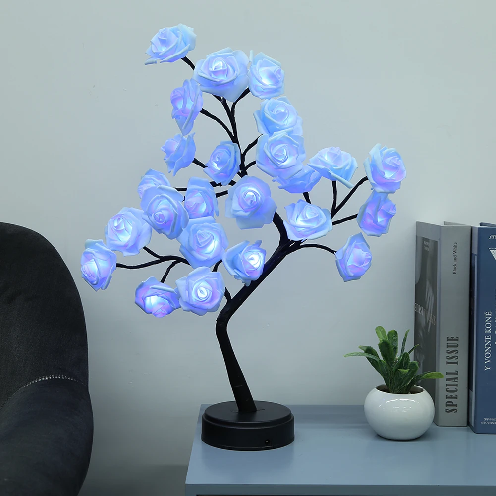 

Desktop Multicolor Rose Lamp 5000LM 24LED Colorful Rose Tree Light 2 Gear for Valentine’s Day Wedding Decor Festival Decoration