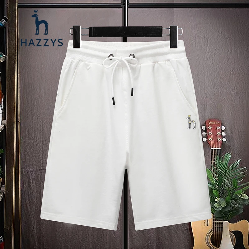 

Hazzys Embroidered Logo Casual Pants Men's Pure Cotton Shorts 2023 New Summer Thin Five-point Sweatpants Trendy Men Clothing