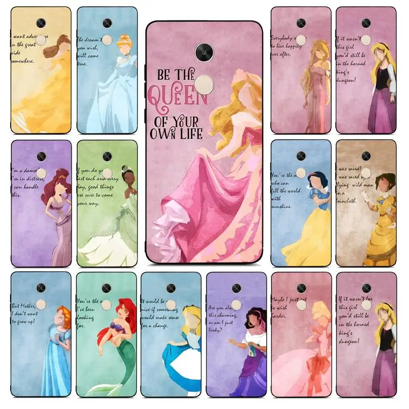 

Disney Princess Bell Ariel Character Painting Phone Case for Redmi Note 8 7 9 4 6 pro max T X 5A 3 10 lite pro