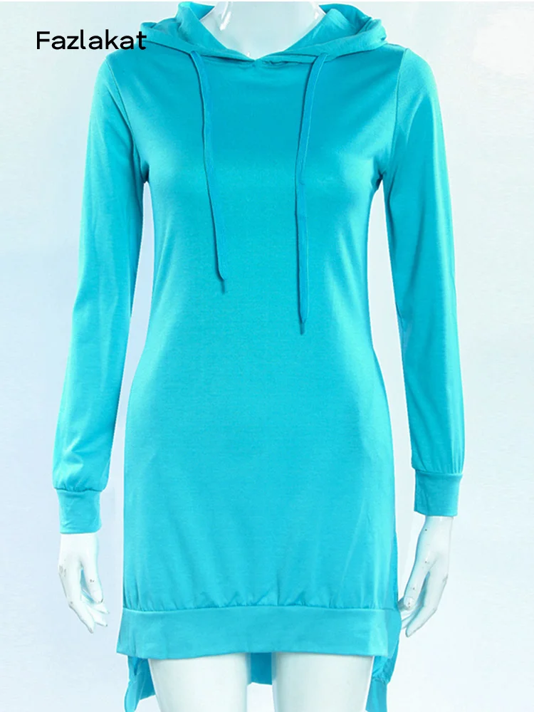 

Женское платье-свитшот, осенние спортивные повседневные свитшоты с длинным рукавом и разрезом, платье с капюшоном, Женский Повседневный св...