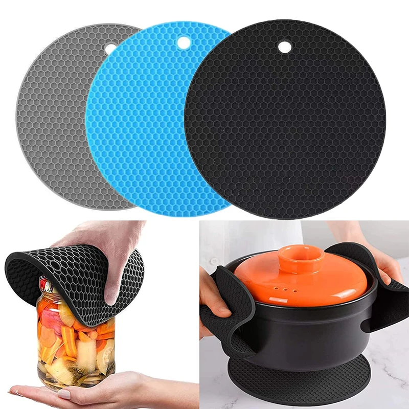 

Soft Silicone Mat Coaster Reusable Kitchen Placemat for Table Non-slip Coasters Round Cup Mat Kitchen Accessories Gadgets