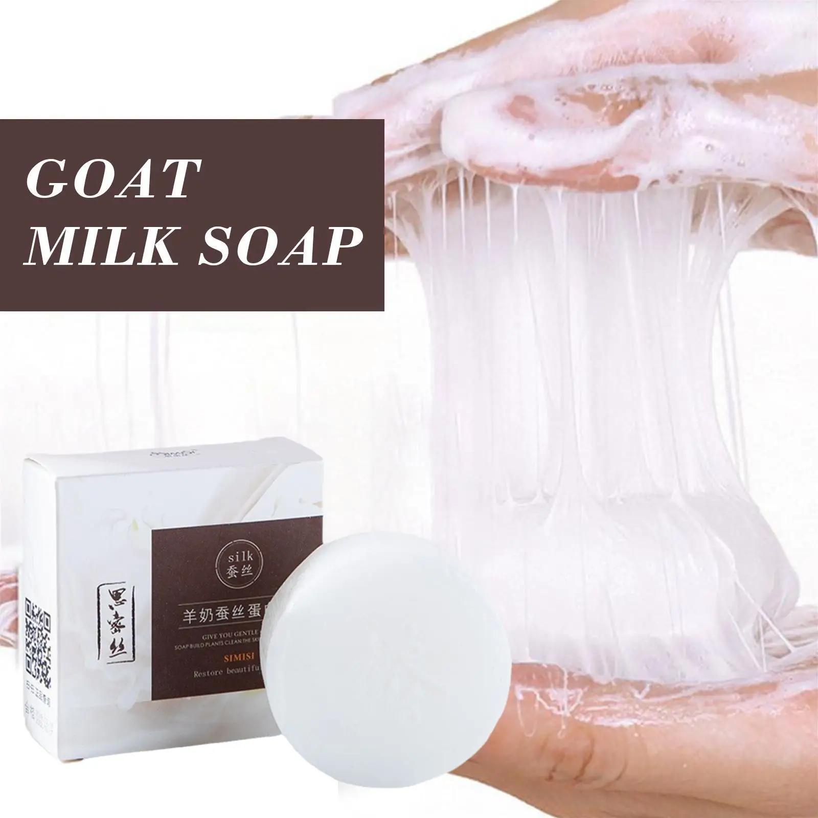 

60g Goat Milk Soap Natural Silk Foam Wash Bath Oil Soap Control Blackheads Mites Remove Acne Nourishing Pimple Cleaning