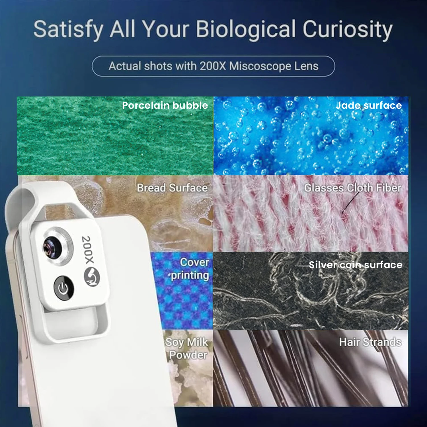 Портативный цифровой мини-микроскоп со светодиодной подсветкой и универсальным