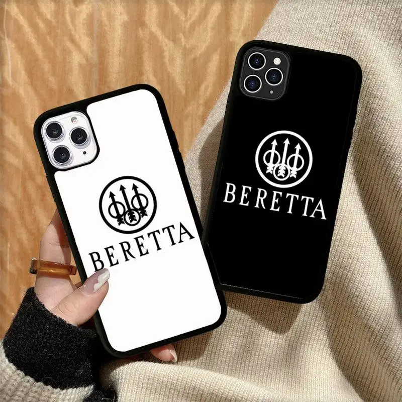 

Gun Beretta Phone Case Silicone PC+TPU Case for iPhone 11 12 13 Pro Max 8 7 6 Plus X SE XR Hard Fundas