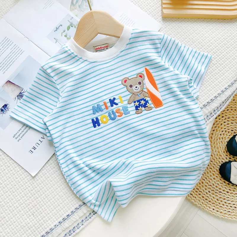 

Children's Short Sleeve T-shirts 2023 Summer Cartoon Embroidery T-shirt Cotton Boys Tops Japanese Kids Tees Camisetas Poleras