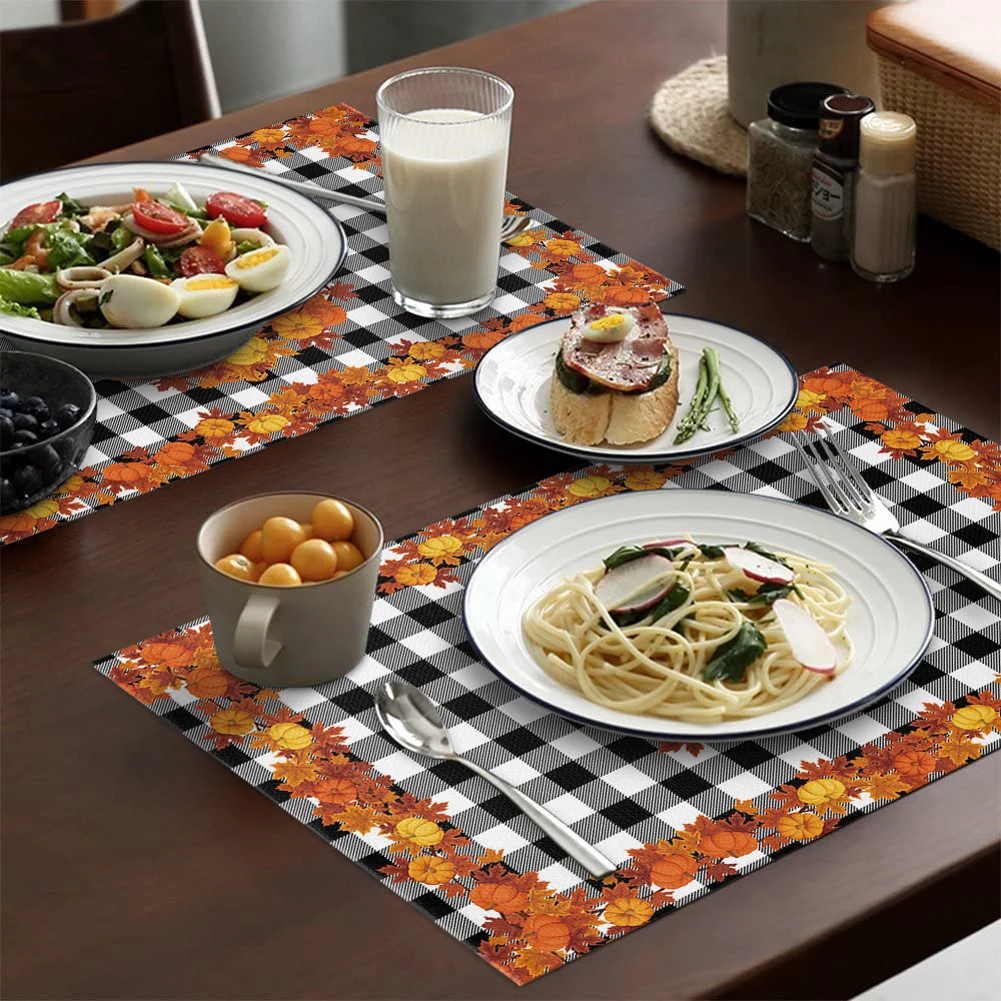 

Pumpkin Printed Linen Placemat Halloween Themed Table Decor Ideal for Restaurants Homes Airplanes Picnics and Cafes