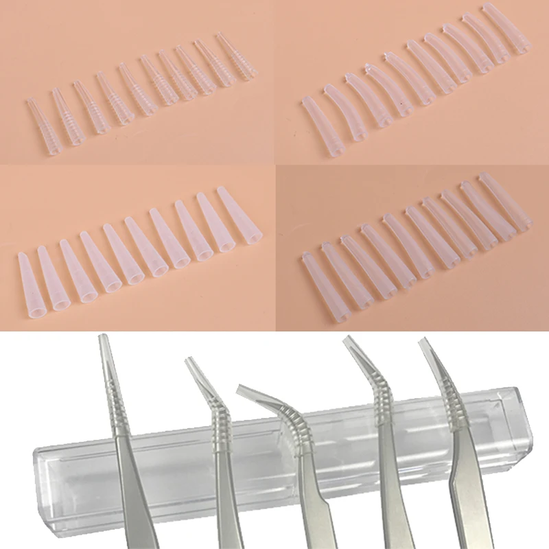 

10Pcs Grafting Eyelashes Tips Covers Tweezers Silicone Cases Falling Auxiliary
