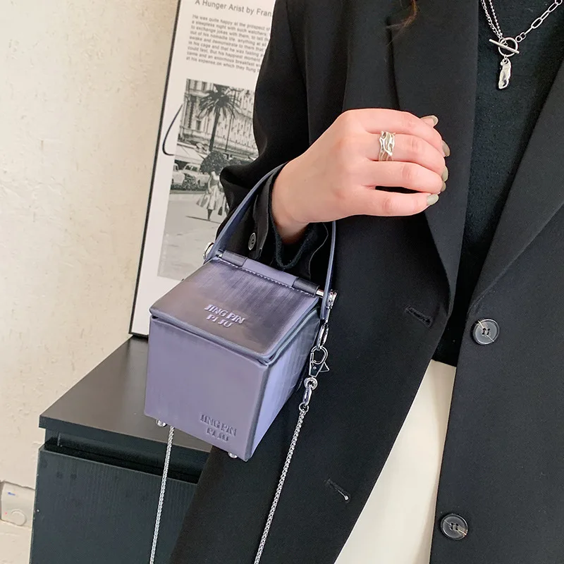 Personalized chain laser handbags for women 2021 new Fashion leather luxury bag woman Square box  panelled party Shoulder bag