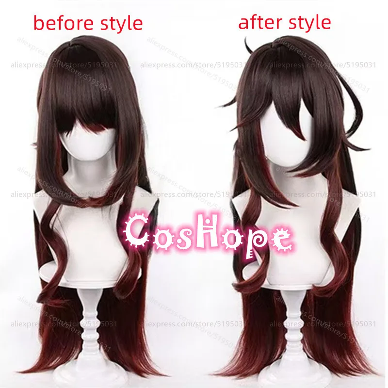 HSR Fugue Tingyun Косплей Парик 90 см Длинные Волосы Коричневый Красный Многослойный