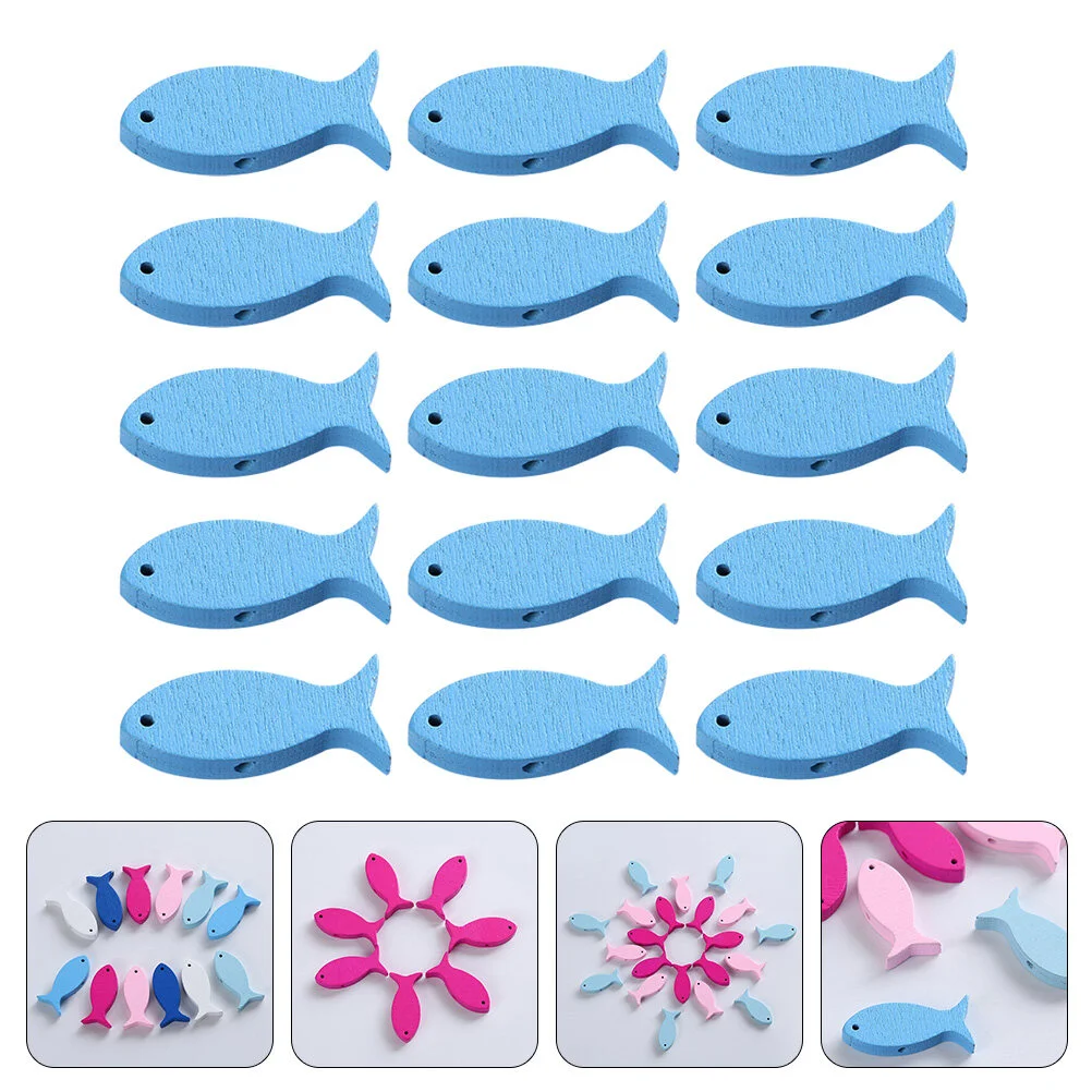 

100pcs Wooden Fish Shape Ornaments Handicrafts DIY Props Housewarming Fish Decors