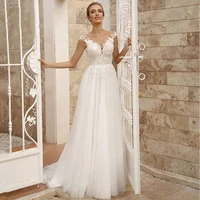 bohemian handcraft wedding dress scoop neck sleeveless bridal gowns a line appliques lace brides dresses robe de mari%c3%a9e
