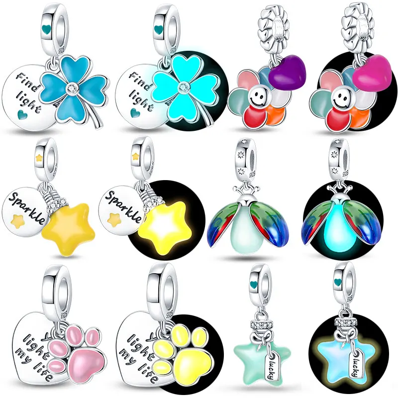 

charm plata de ley 925 Original Glowing Seven-star Ladybug Fit Pandora 925 Original Bracelet DIY Beads Fashion For Women Jewelry