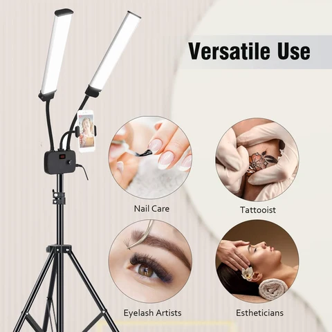 Floor lamp for eyelash extensions with phone holder