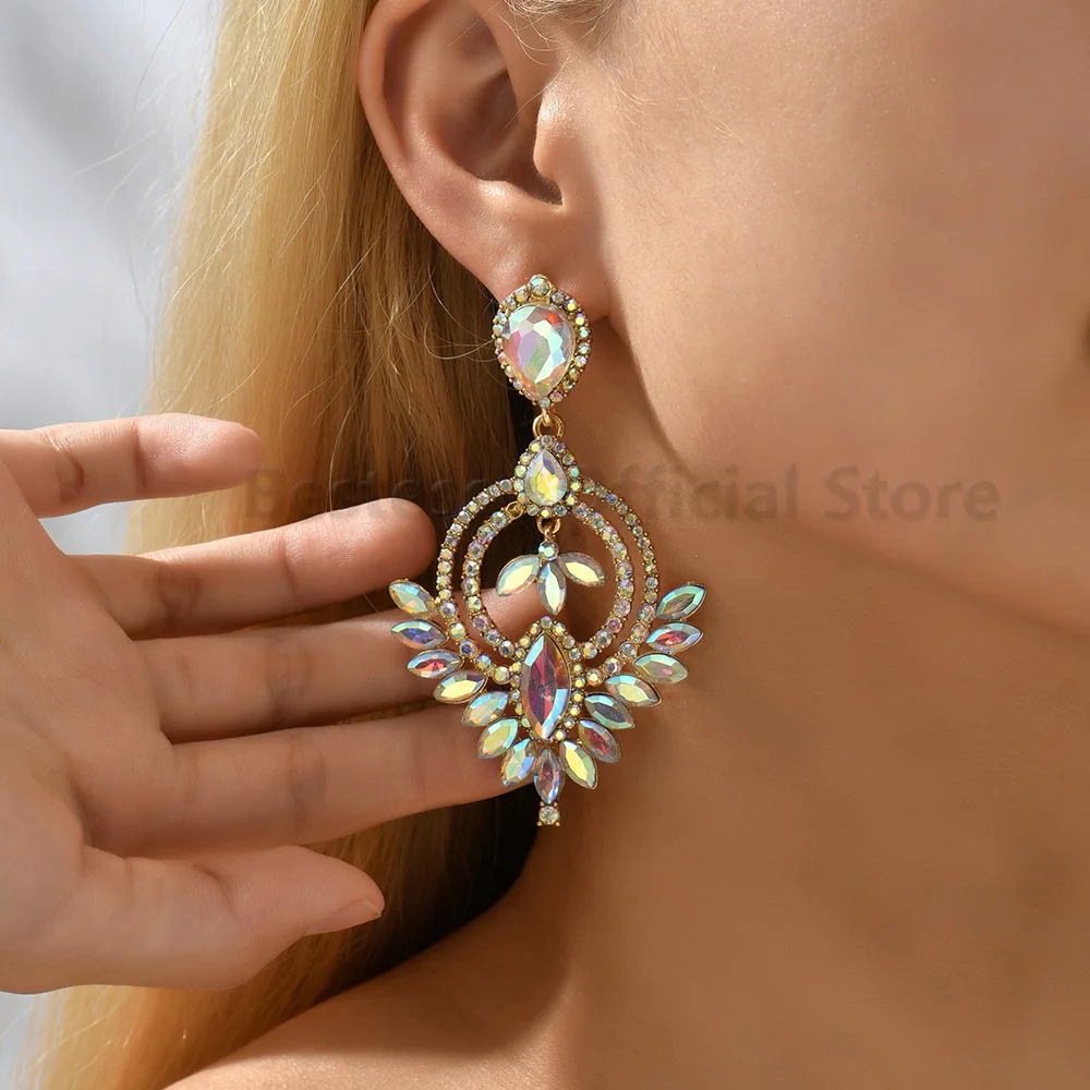 Новые великолепные висячие серьги Стразы для женщин геометрические модные