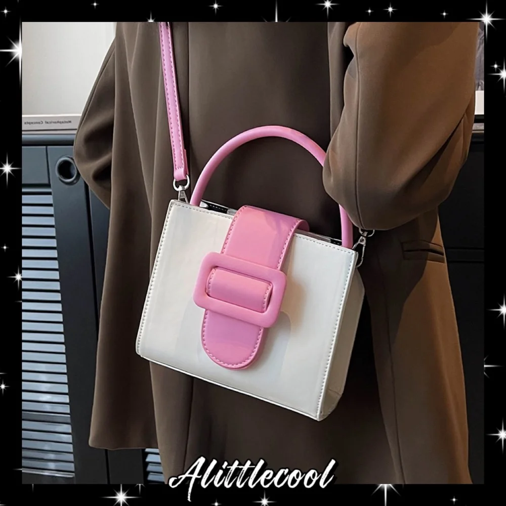 

Alittlecool Casual Mini Cute Buckle Handbag Niche Color Clash Square Bag for Women Luxury Minimalist Popular Shoulder Bag Wallet