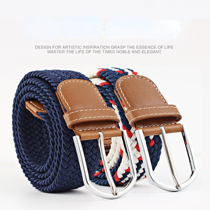 New Fashion Versatile Canvas Men Women Belt Metal Buckle Elastic Braided Elastic Belt High Quality Camping Fishing Men Belts Gym