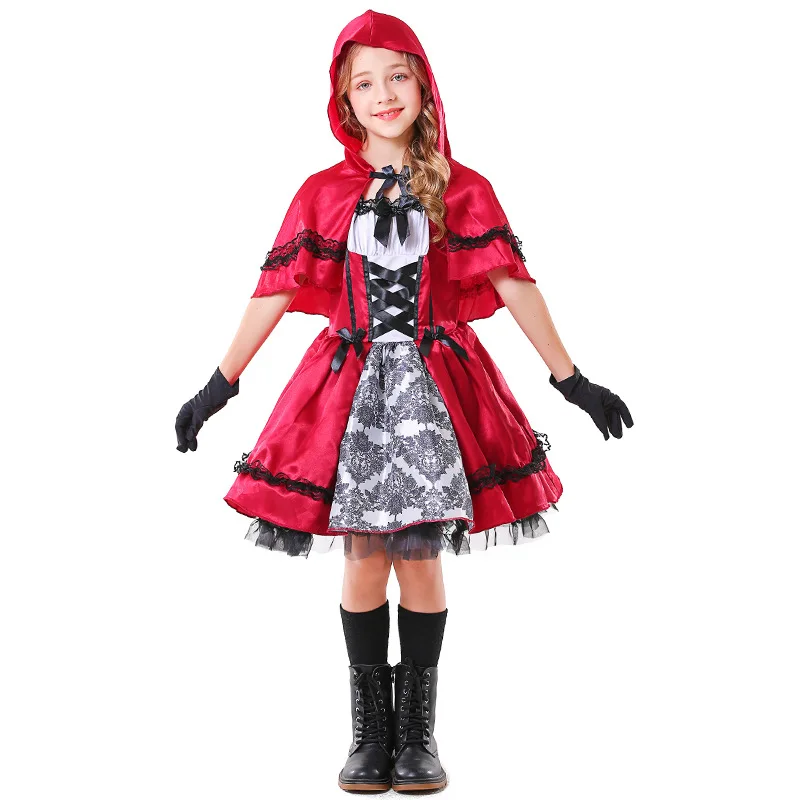 

2023 Classic Girl Little Red Riding Hood Costume Halloween Purim Kid Storybook Book Week Party Cosplay Birthday Gift Fancy Dress