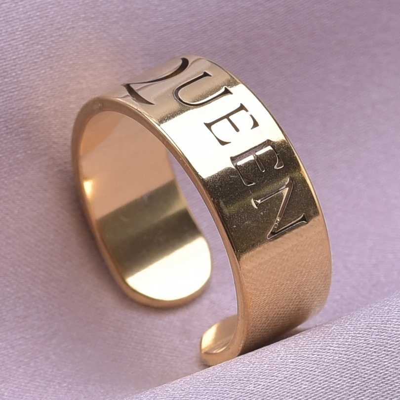 

Couple KING QUEEN Letter Open Rings For Women Men Accessories Stainless Steel Ring Finger Vintage Jewelry Valentine's Day Anillo