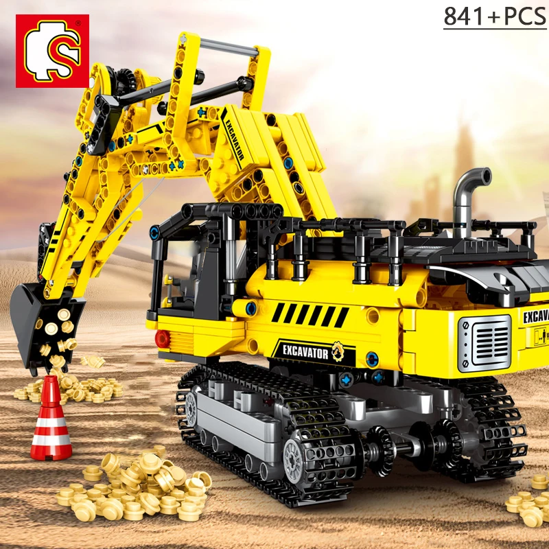 

SEMBO 841PCS City Engineering Bulldozer Crane Technical Truck Excavator Roller Building Construction Bricks Toy for Children