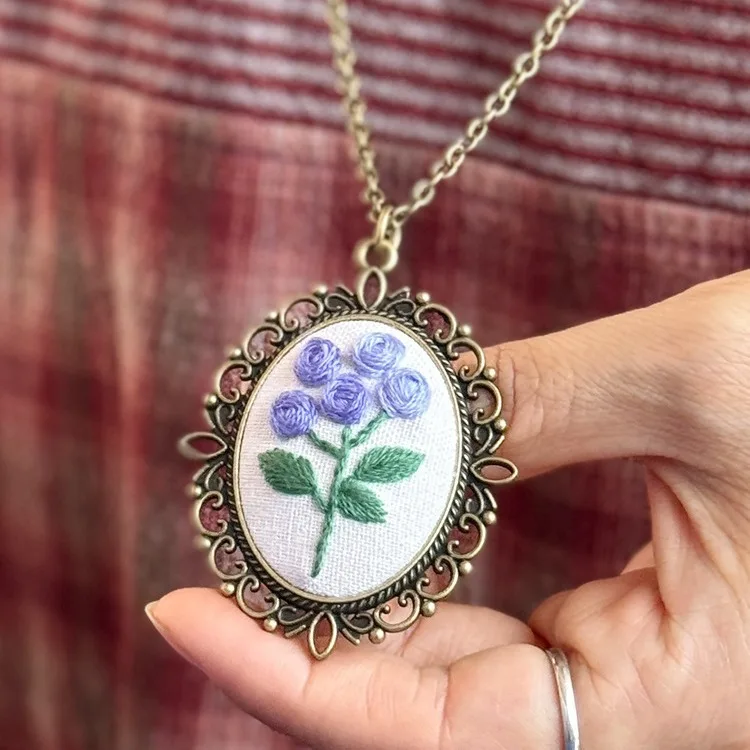 Набор для вышивки сделай сам ожерелье с кулоном Цветочная вышивка наборы