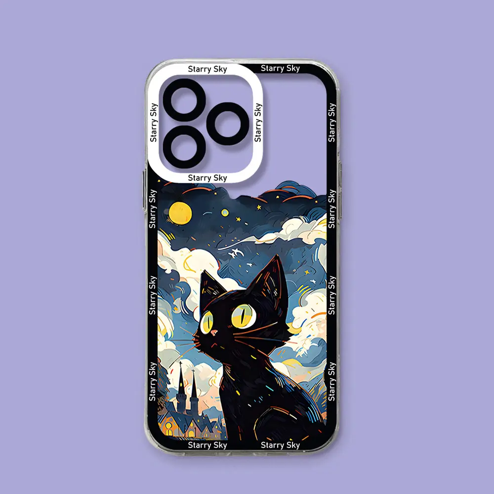 Звездное небо Черный кот чехол для телефона VIVO Y28 V30e Y75 Y03 Y36 Y100 Y17s Y76 Y22s Y16 Y50 Y21 Y20 V29