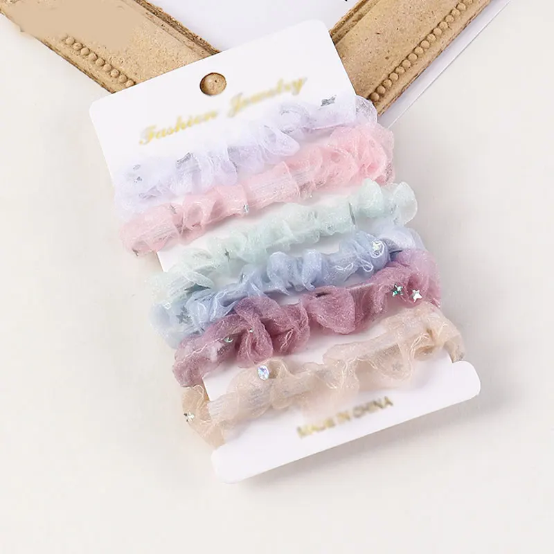 

Chiffon Organza Elastic Hair Bands For Women Girls Solid Color Scrunchies Headband Hair Ties Ponytail Holder Hair Accessory