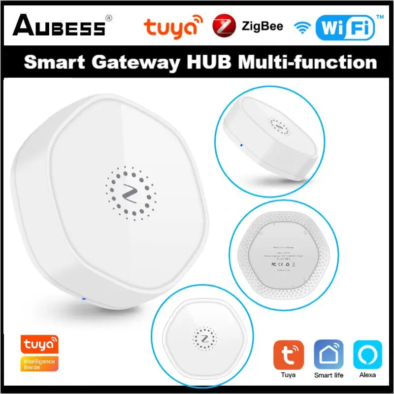 

Aubess Tuya ZigBee WiFi BT Smart Gateway HUB Multi-function Devices Linkage Remote Control Smart Home By Alexa Google Smart Life