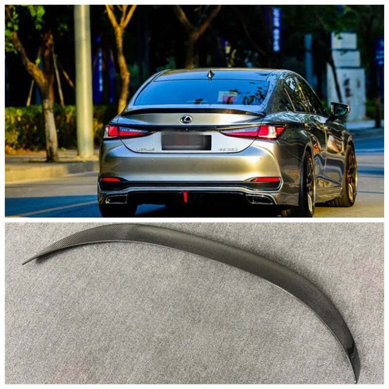 

NEW Real Carbon Fiber Car Rear Trunk Lip Spoiler Splitter Wing Fits For Lexus ES200 ES260 ES300H 2019 2020 2021 2022