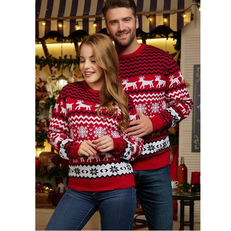 

2023 New Winter Mom Dad Kids Matching Knitting Sweaters Christmas Family Couples Jumpers Warm Thicken Casual Knitwear Xmas Look
