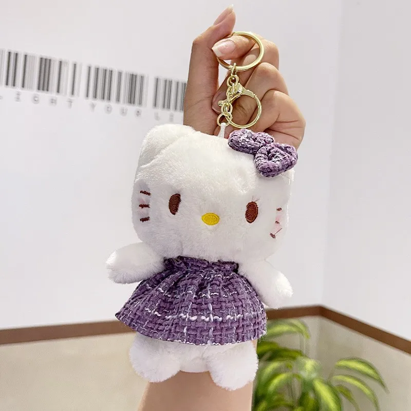 Брелок для ключей Sanrio с мультяшным ангелом Hello Kitty милый плюшевый Кот брелок