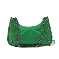 womens bag 2022 new fashion versatile black green rock style chain bag commuting armpit shoulder bag