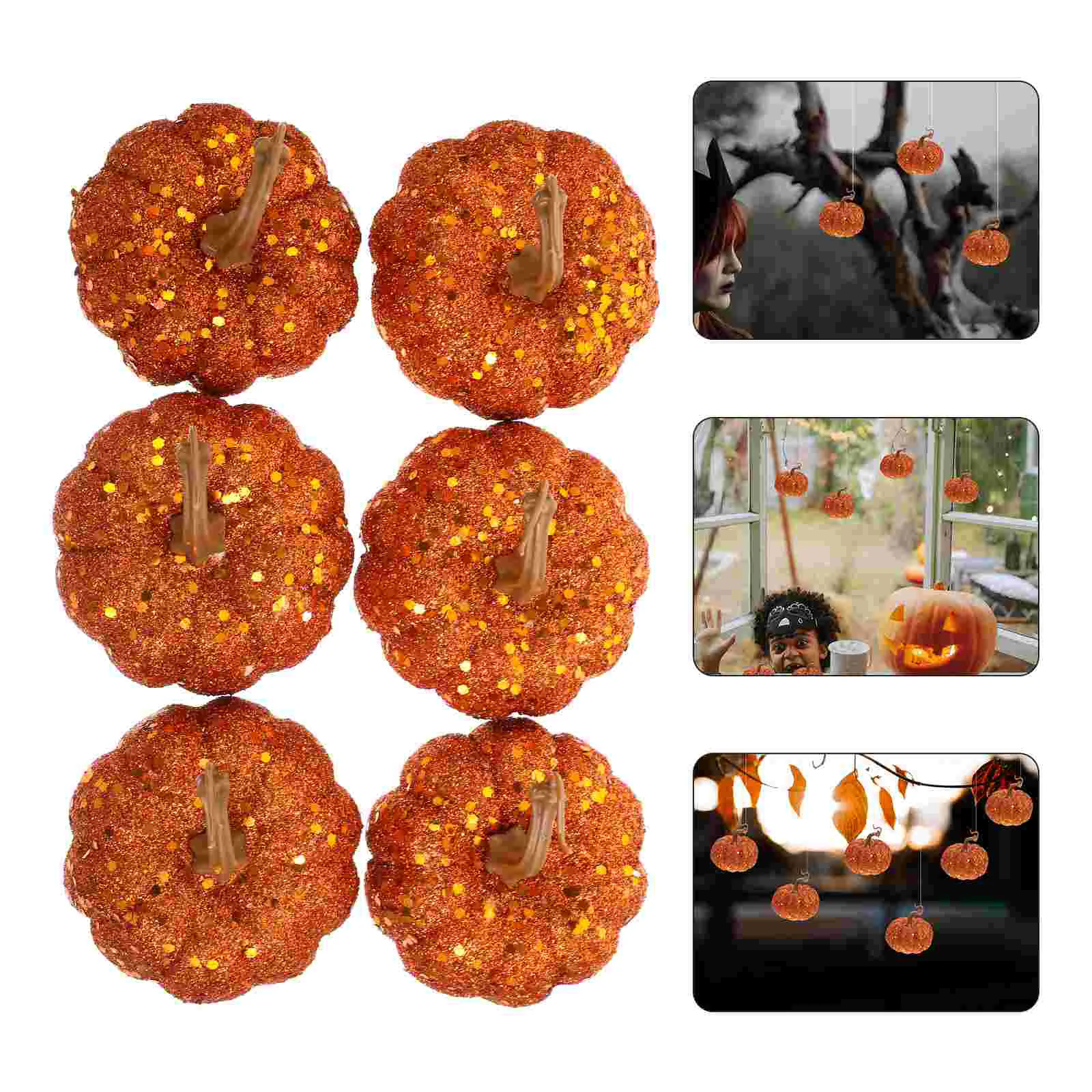 

Pumpkins Pumpkindecor Harvest Fall Artificialglitter Hanging Fakedecorations Ornaments Small Party Table Mini Sequined
