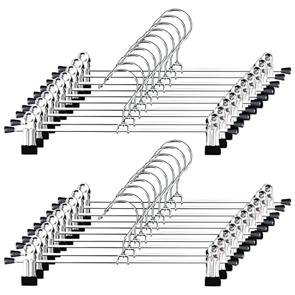 

28cm Hangers For Clothes Stainless Steel Clip Stand Hanger Pants Skirt Kid Clothes Adjustable Pinch Grip Cabide
